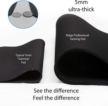 Gaming Mouse Pad (5mm) Massive 46 inch | 46x17.3x0.20 Extra Thick | Black | Stitched Edge, Large Washable Desk Mat