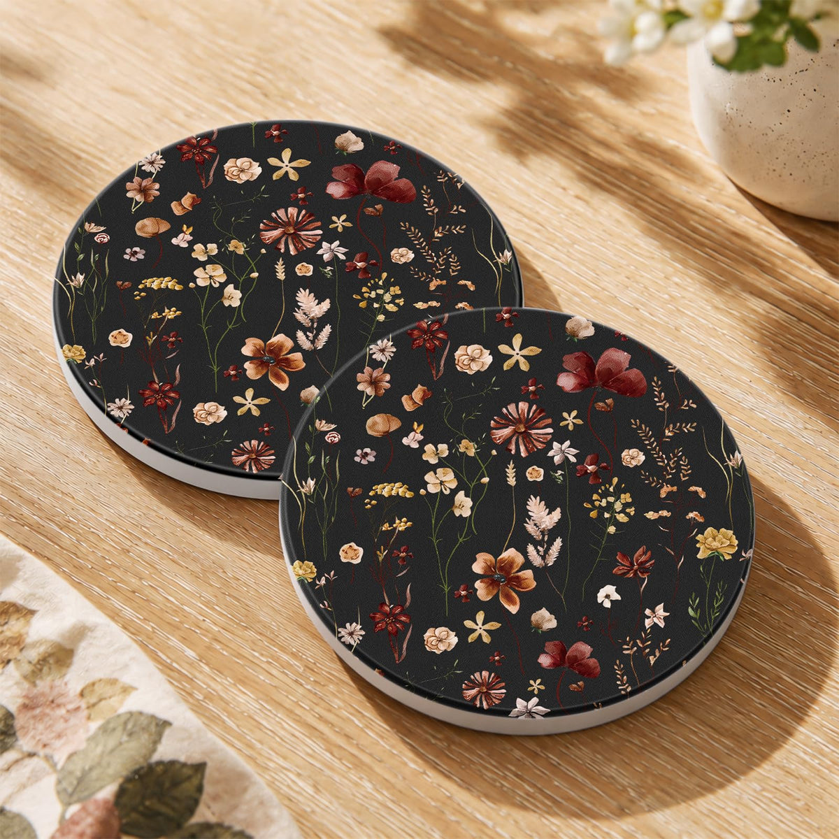 Oqplog 2 Pack Ceramic Absorbent Drink Coasters for Women