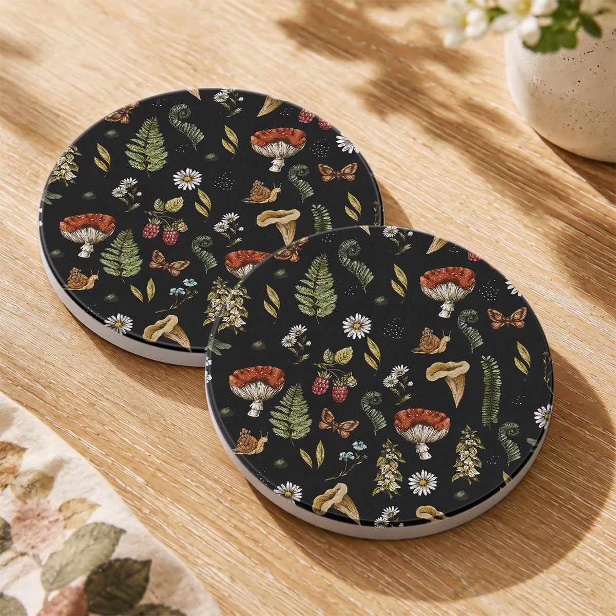 Oqplog 2 Pack Ceramic Absorbent Drink Coasters for Women