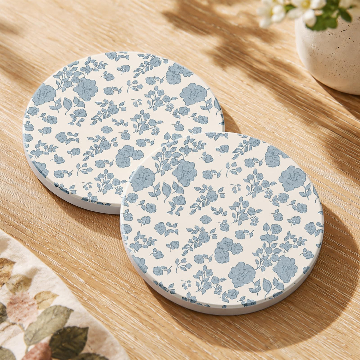 Oqplog 2 Pack Ceramic Absorbent Drink Coasters for Women