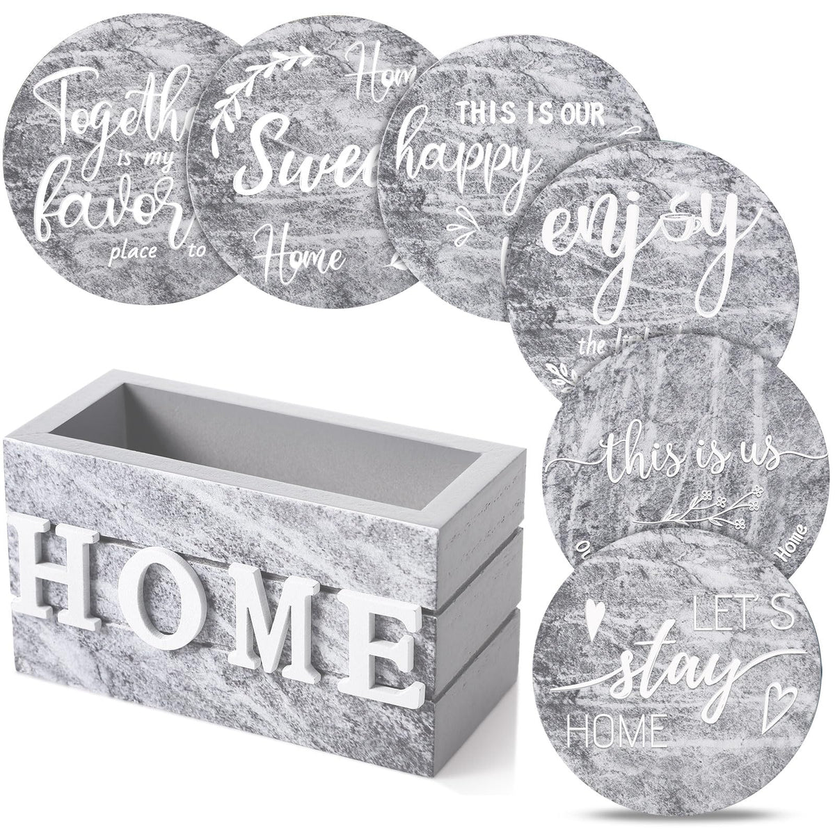 Queekay House Warming Gifts New Home Farmhouse Coasters Set of 6, Mixed