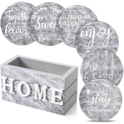 Queekay House Warming Gifts New Home Farmhouse Coasters Set of 6, Mixed