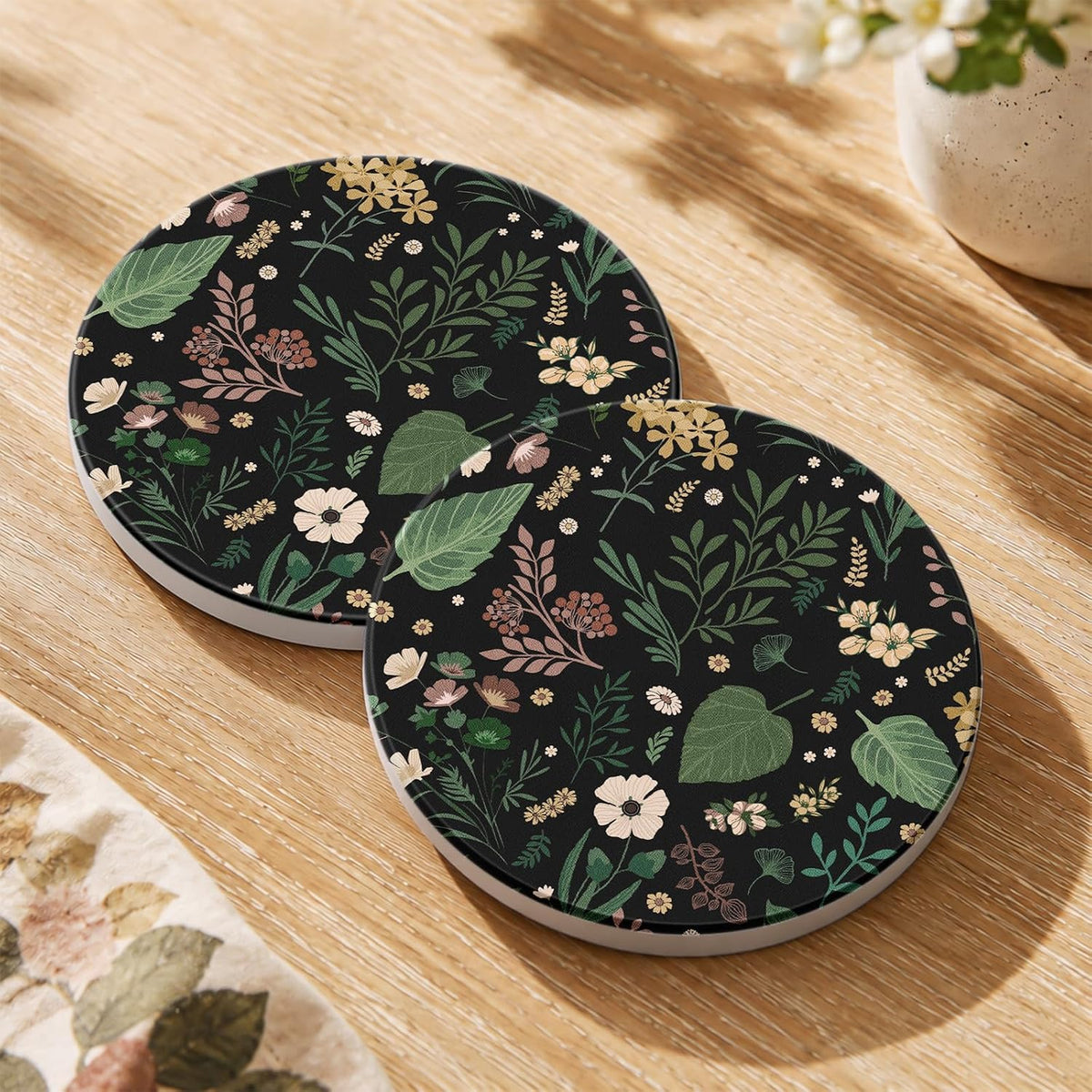 Oqplog 2 Pack Ceramic Absorbent Drink Coasters for Women