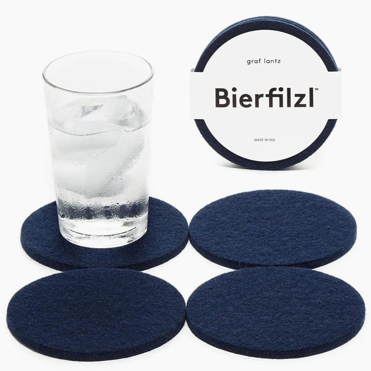 Graf Lantz - Bierfilzl Merino Wool Round Coasters Set of 4 - Heather White (4" Circles) - Absorbs 30% of Weight, German Wool - Heat Resistant, Sustainable, & Reusable - Home Decor & Coffee Table Decor