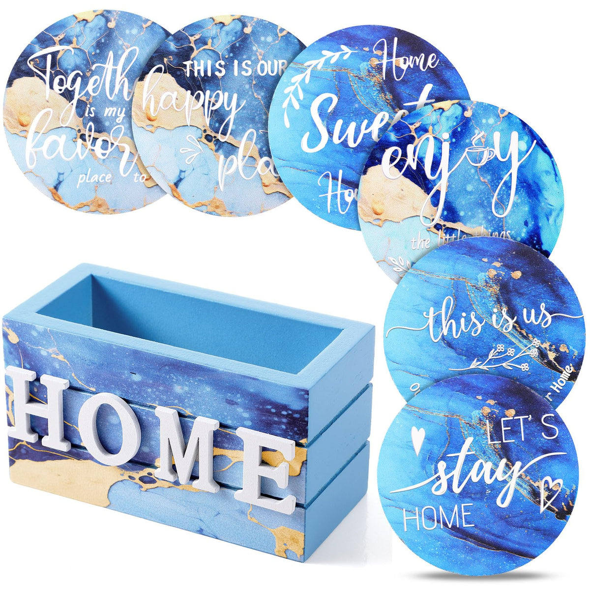 Queekay House Warming Gifts New Home Farmhouse Coasters Set of 6, Mixed