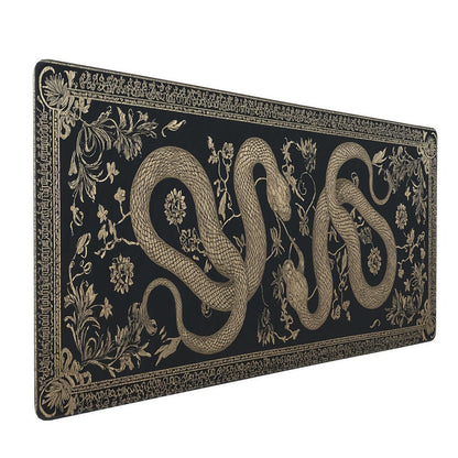 Gaming Mouse Pad, XXL Non-Slip Rubber Base, Waterproof with Stitched Edges, Japanese Demon Mask Design, 35.4 x 15.7 inches