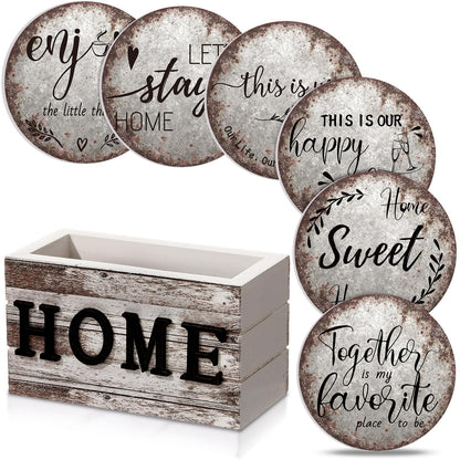 Queekay House Warming Gifts New Home Farmhouse Coasters Set of 6, Mixed