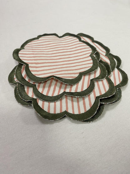 Ridhi 8-Pcs 100% Cotton Hand Block Print Drink Coasters 5" in Steel Blue