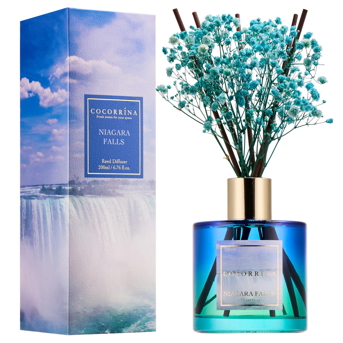 Cocorrína Reed Diffuser Set, Clean Linen 6.7 fl oz Scented Diffuser with Sticks Home Fragrance Reed Diffuser for Bathroom Shelf Décor