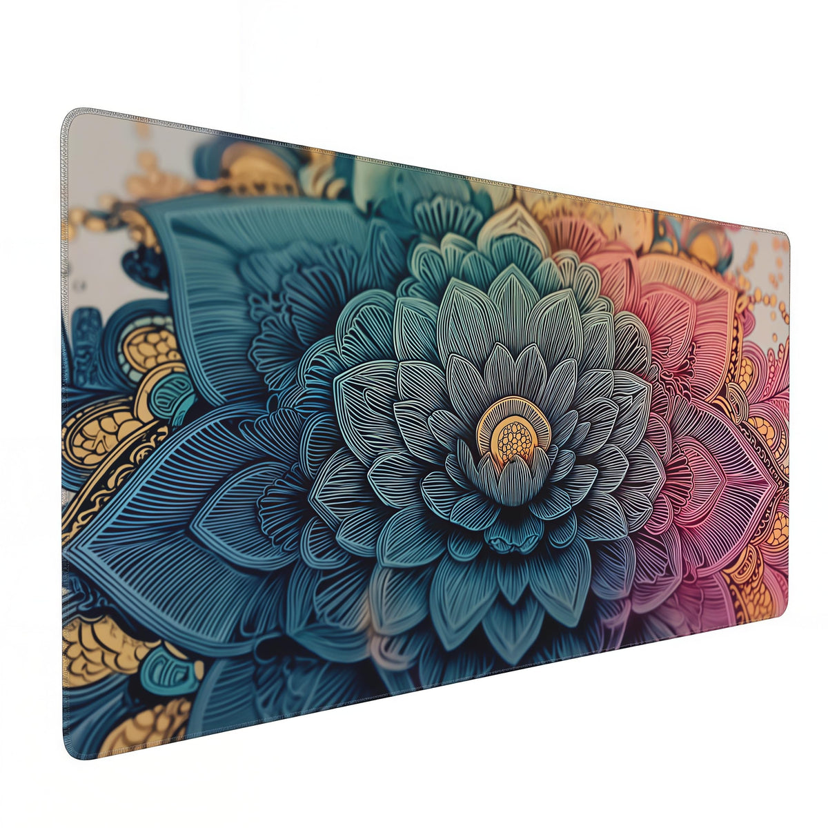 Gaming Mouse Pad, XXL Non-Slip Rubber Base, Waterproof with Stitched Edges, Japanese Demon Mask Design, 35.4 x 15.7 inches