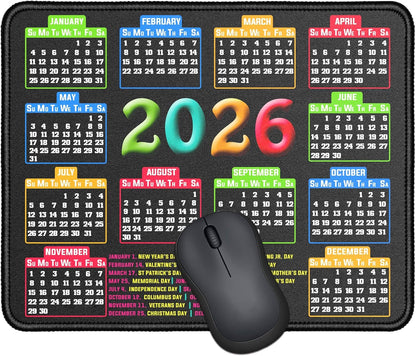 Mouse Pad, 2027 Calendar Black, Stitched Edge