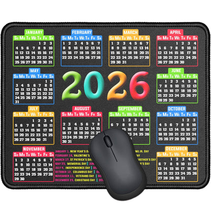 Mouse Pad, 2027 Calendar Black, Stitched Edge