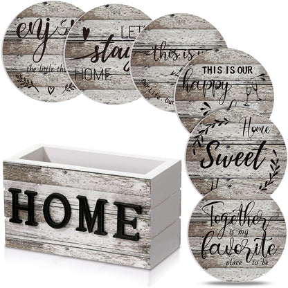Queekay House Warming Gifts New Home Farmhouse Coasters Set of 6, Mixed