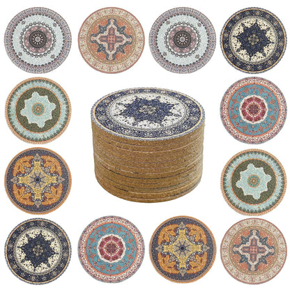 Cork Coasters for Drinks Absorbent Non Slip 12pcs 4 Inch Flower