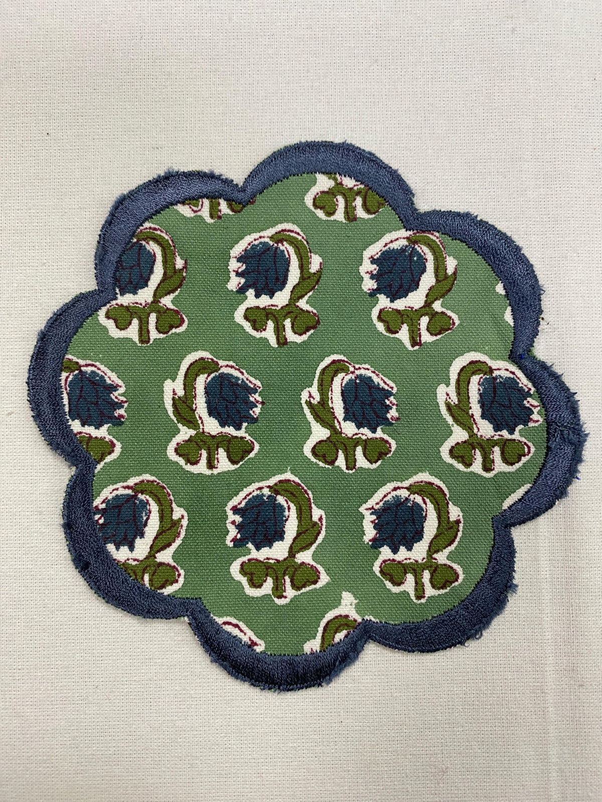 Ridhi 8-Pcs 100% Cotton Hand Block Print Drink Coasters 5" in Steel Blue