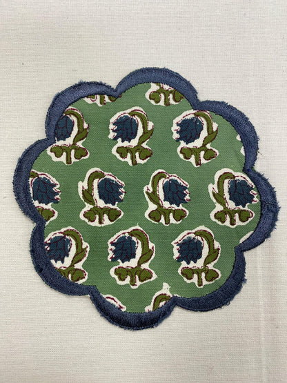 Ridhi 8-Pcs 100% Cotton Hand Block Print Drink Coasters 5" in Steel Blue