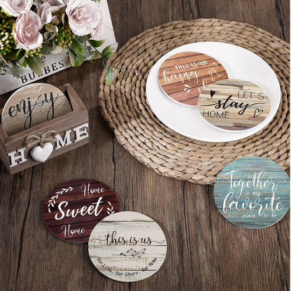 Queekay House Warming Gifts New Home Farmhouse Coasters Set of 6, Mixed