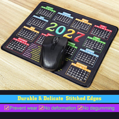 Mouse Pad, 2027 Calendar Black, Stitched Edge